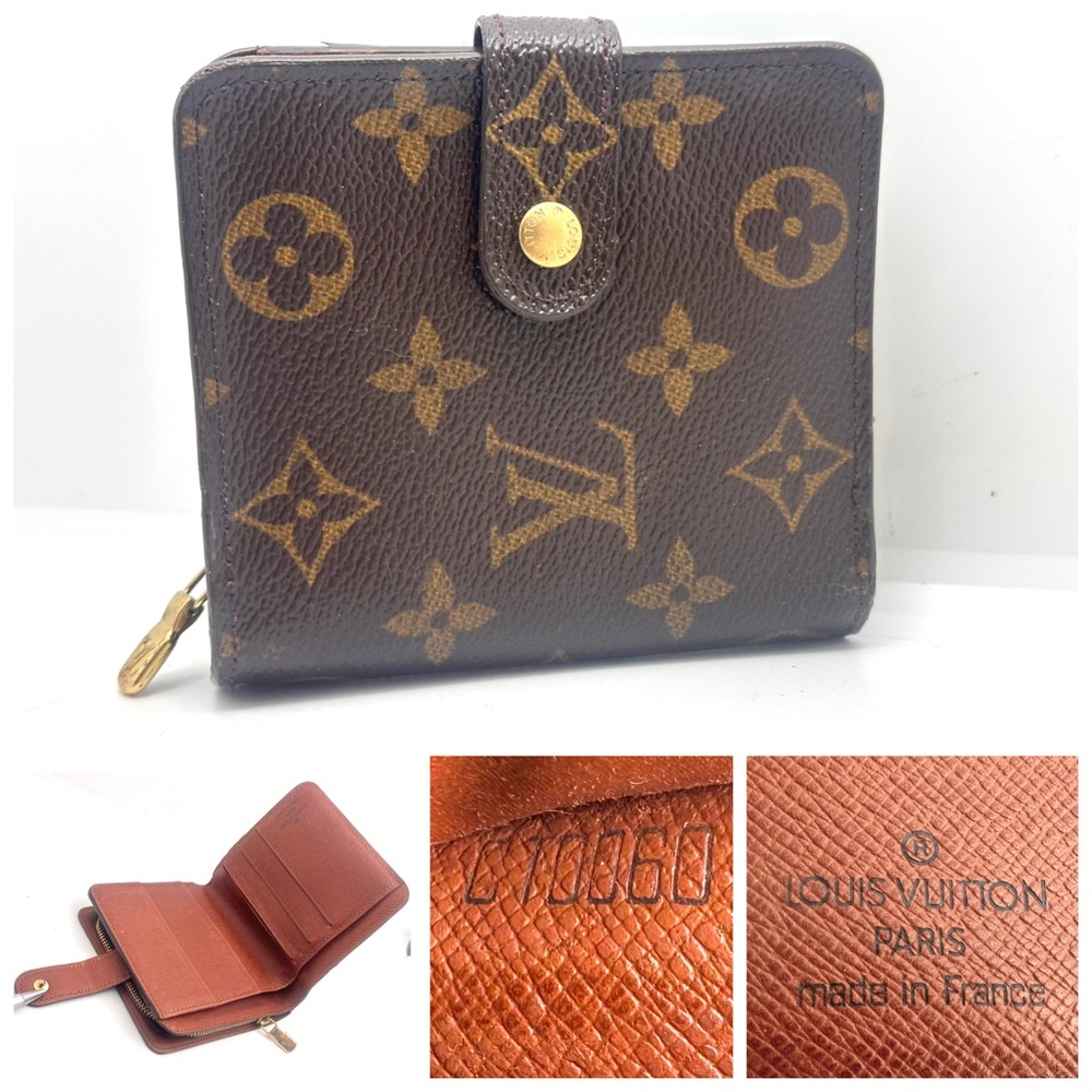Good condition authentic Louis Vuitton Monogram zip around compact wallet CT0060